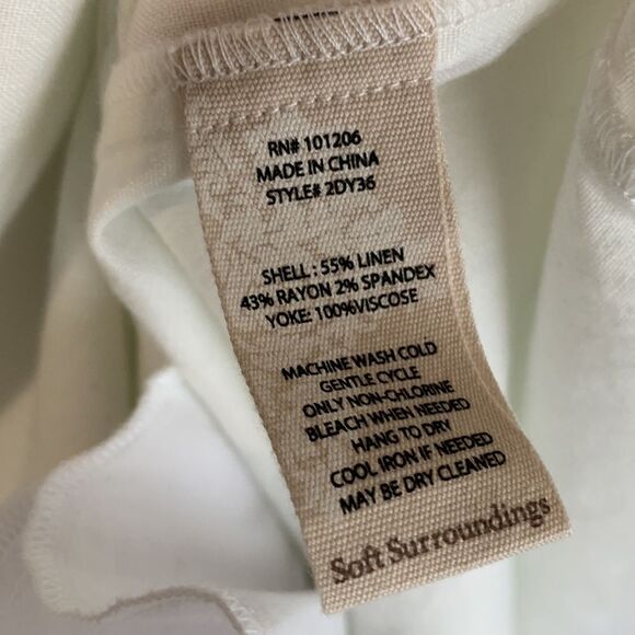 Soft Surroundings Fontana White Linen Button Front Utility Shirtdress Sz S - Picture 9 of 9